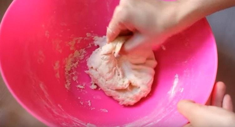 at this point, the dough should no longer be sticky.