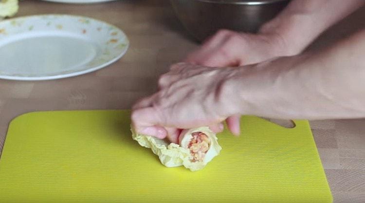 we wrap the stuffing in cabbage leaves with a roll.