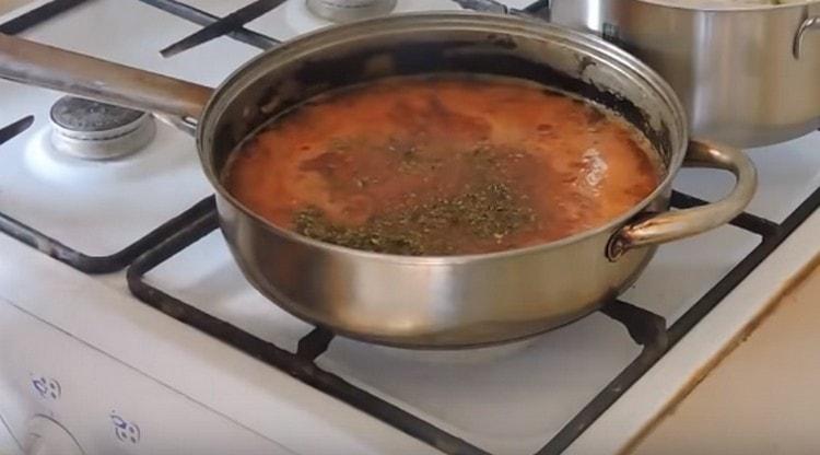 Salt the sauce, add spices.