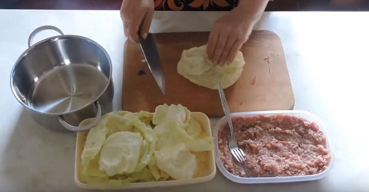 When cooking, remove leaves from a cabbage fork, cut off thick veins from them.
