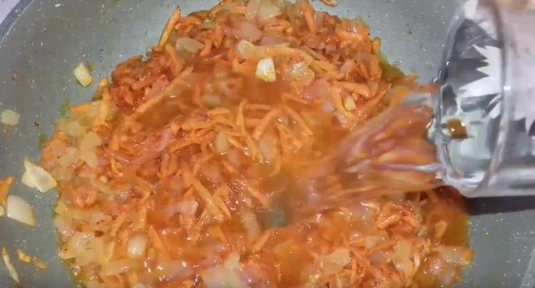 Add water to the frying.