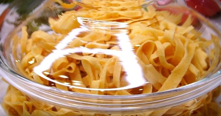 Homemade noodles should be stored in a tightly closed jar.