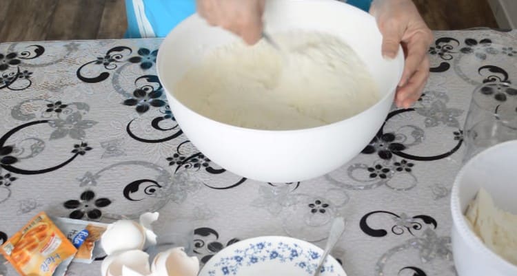 Add the sifted flour and mix.