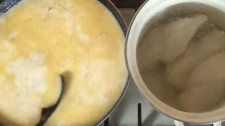 Add cream and cook for several minutes.