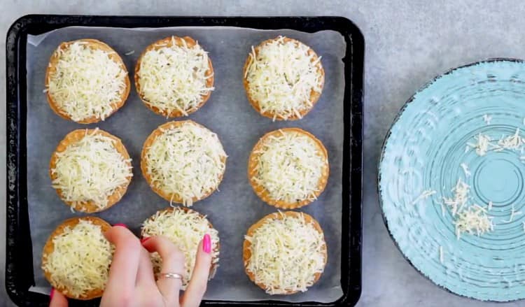 put the tartlets on a baking sheet and put in the oven.