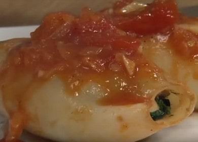 We cook delicious squids stuffed with mushrooms, according to a step-by-step recipe with a photo.