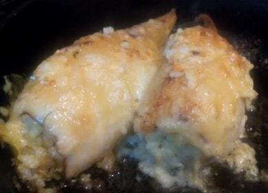 We cook delicious squid stuffed with rice, according to a step by step recipe with a photo.