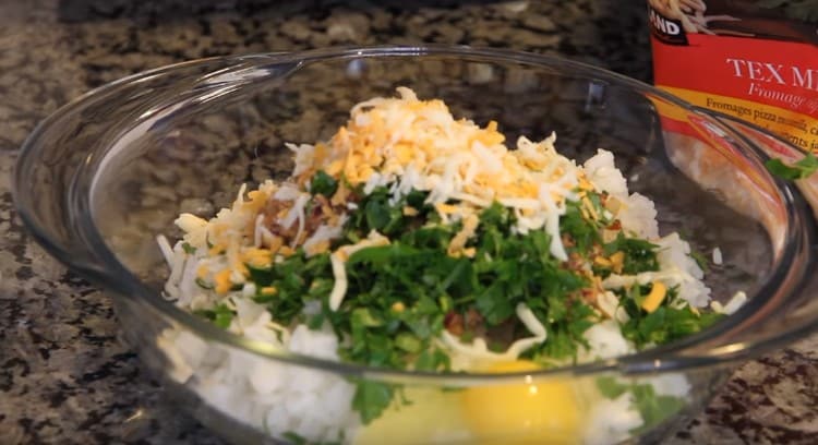 Add the grated cheese.