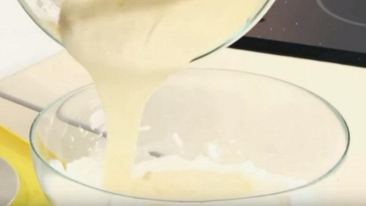 We shift the mass with mascarpone into whipped proteins.