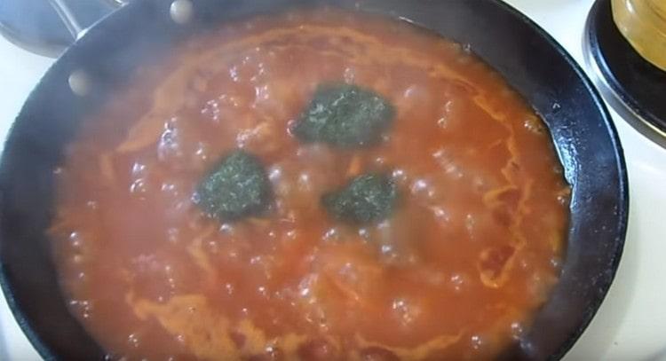 Add chopped greens, fresh or frozen.