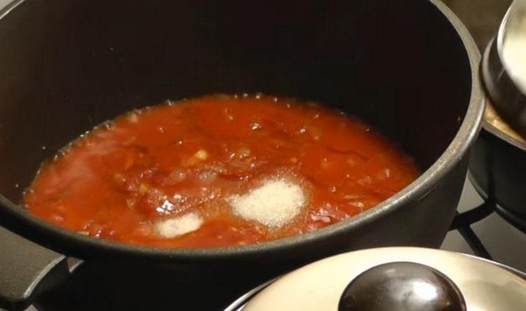 To balance the taste, add sugar to the sauce.