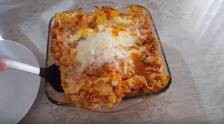 Fragrant chicken lasagna ready.