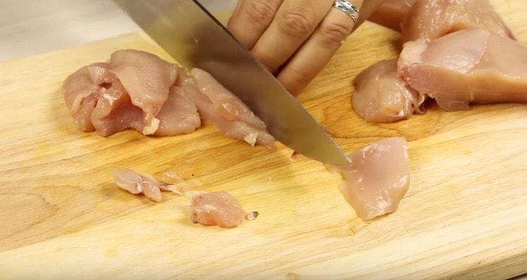 Chop the chicken.