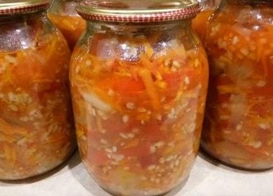 We cook lecho with rice for the winter according to a step-by-step recipe with a photo.