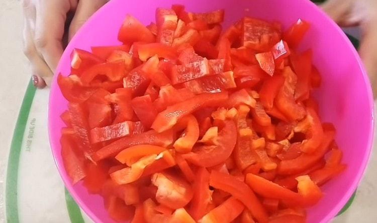 Bell pepper cut into strips.