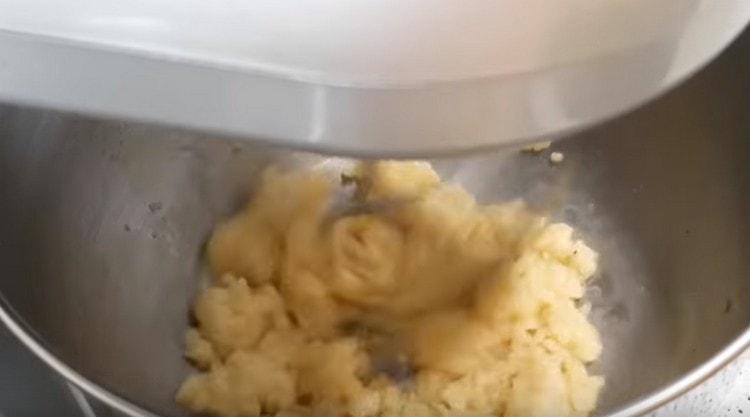 Then beat the dough with a mixer.