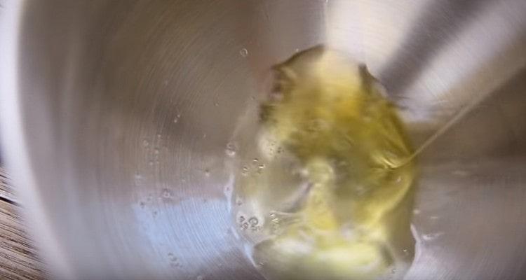 Put two egg whites in the bowl.