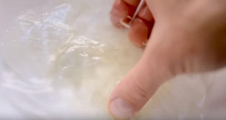 Soak sheet gelatin in water.