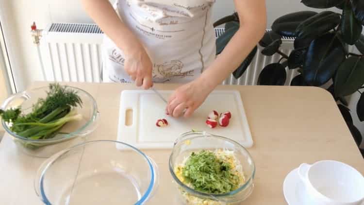 To cook okroshka, chop radish