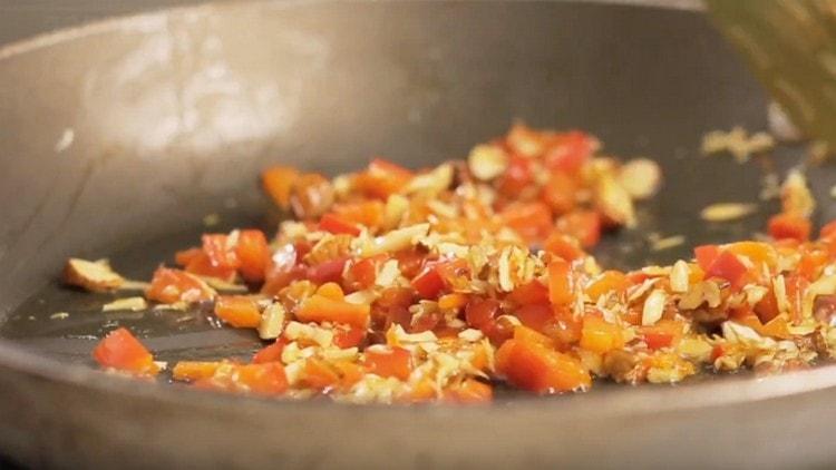 Add almonds to the pan.