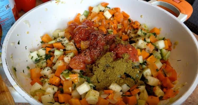 Season the filling with spices to taste.