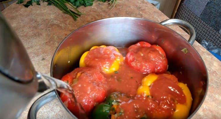 Add water to the pan.