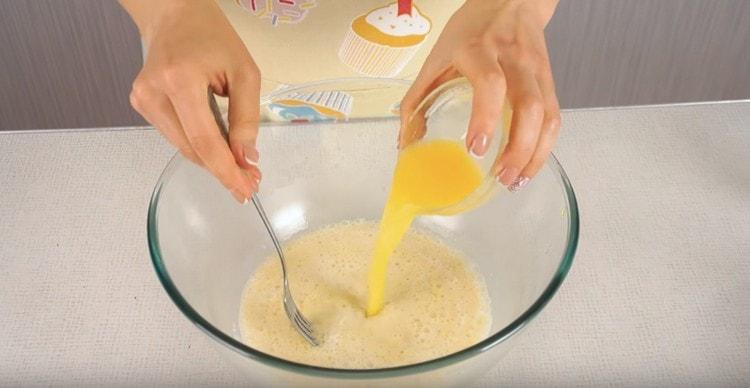 Add melted butter to the dough.