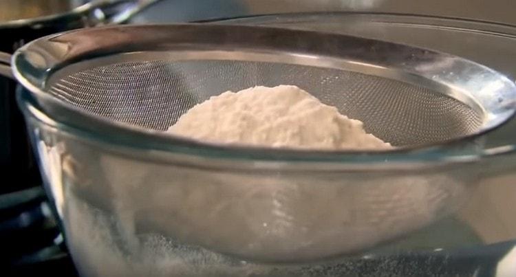 Sift flour into a bowl.