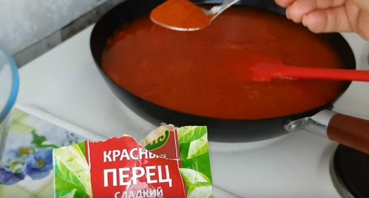 Add pepper, paprika, salt to the dressing.