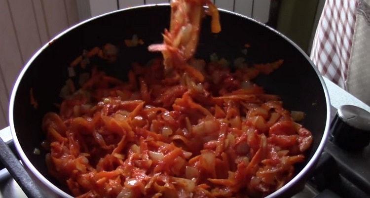 Stew vegetables for several minutes.