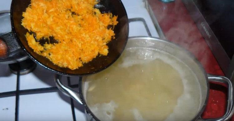 Add the frying to the soup.