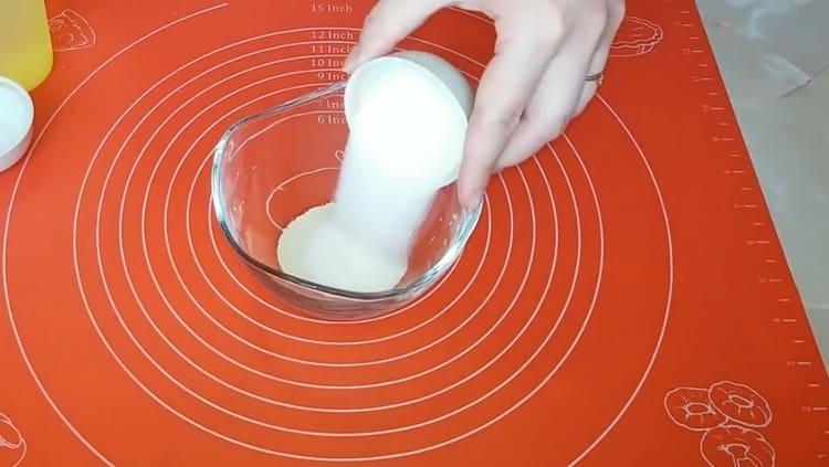 Add sugar to dry yeast.