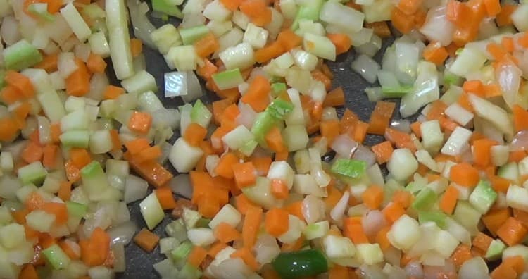 Add all the chopped vegetables to the pan.
