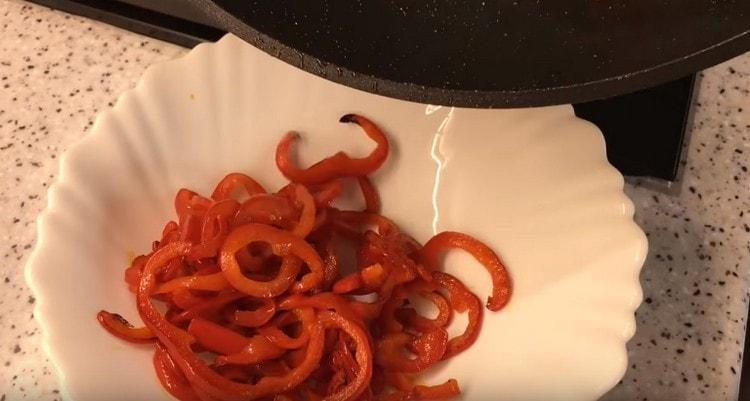 We shift the pepper to a separate plate.