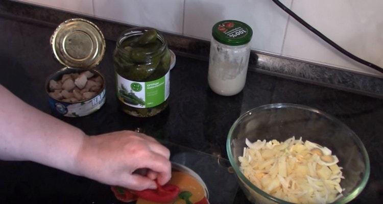 We crumble onions, as well as hot peppers.