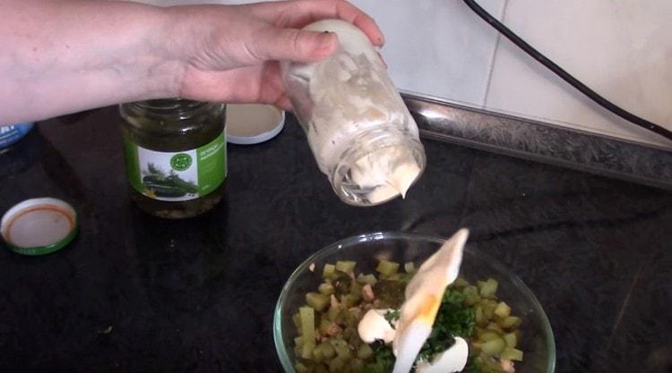 season salad with mayonnaise.