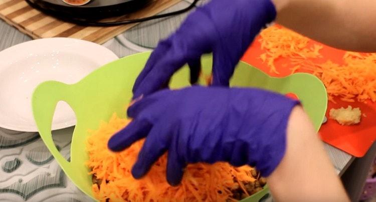 Grate the carrots and add to the rest of the ingredients.