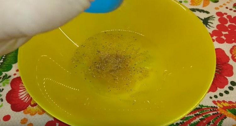 Add salt and pepper to the dressing.