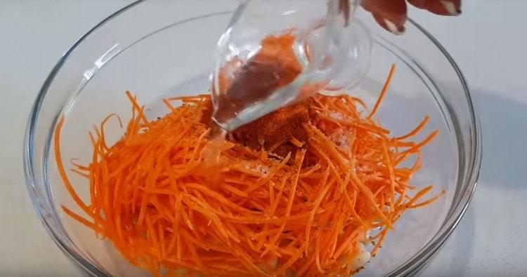 Dress salad with vinegar.