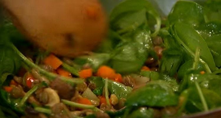 Add the spinach to the dish.