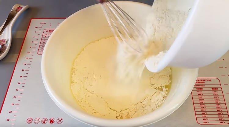 Gradually introduce the flour.