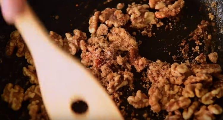 Add sugar, paprika or chili to nuts.