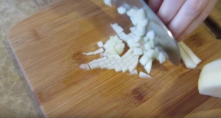 finely cut peeled pear.