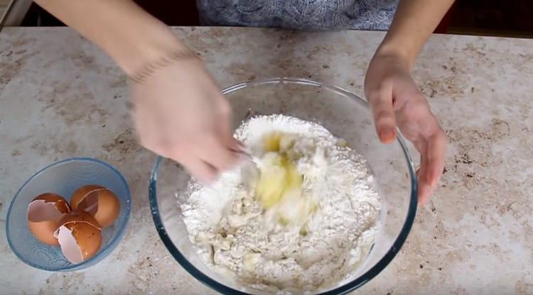 Mix the dough with a fork first.