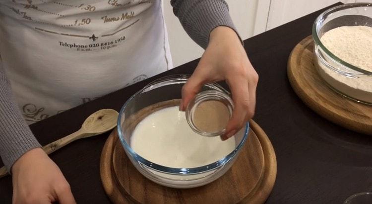 Add sugar and yeast.