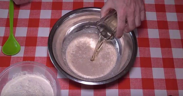 Next, add vegetable oil.