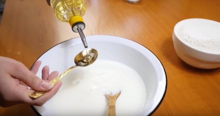 then add salt and vegetable oil.