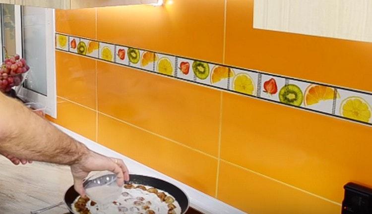 Add cream and milk to the pan.