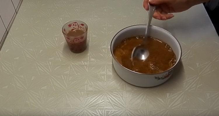 Pour coffee with boiling water.