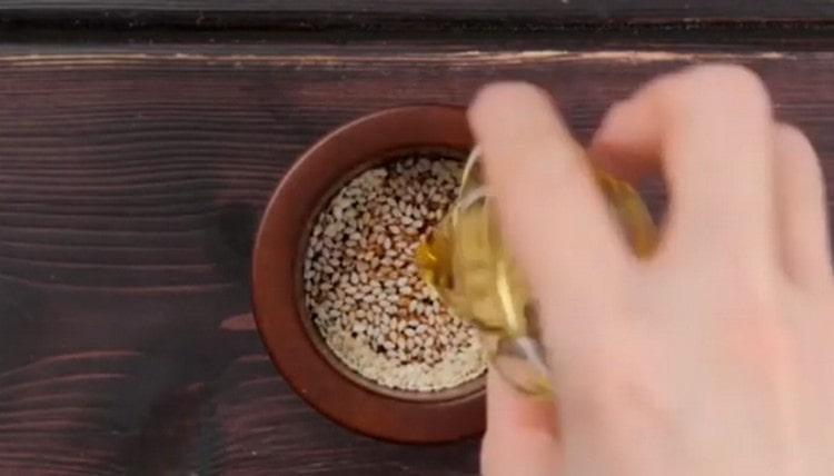 Add garlic, soy sauce, sesame oil.